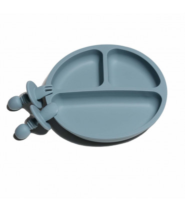 Silicone Suction Plate and Baby Cuterly - Blue, My Chupi