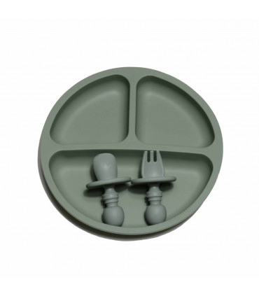 Baby Silicone Suction Plate and Cuterly - Sage, My Chupi