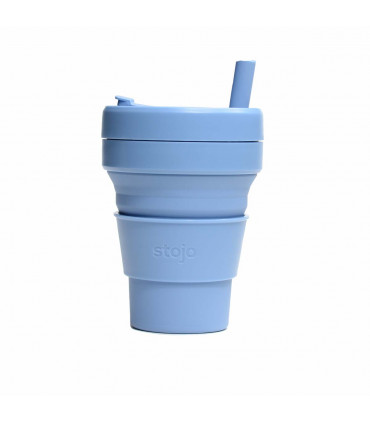 Collapsible Stojo cup 470 ml with silicone straw, steel