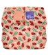 Closed up All in One reusable nappy with pink and loveable ladybug pattern