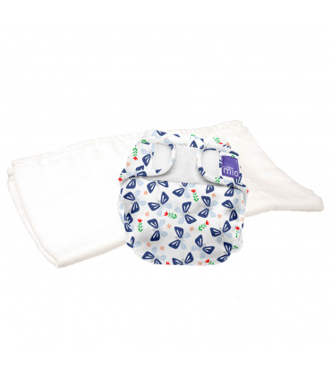 Reusable nappy with reusable liner bambino mio trial pack with butterfly bloom pattern