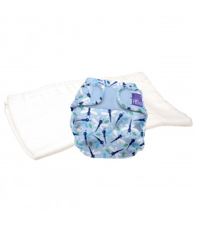 Reusable nappy with washable cloth bambino mio trial pack with dragonfly daze pattern