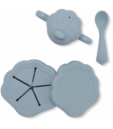 Silicone Dining Set for a baby - Light Blue, Konges Slojd