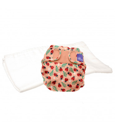 Reusable nappy with washable cloth bambino mio trial pack with loveable ladybug pattern