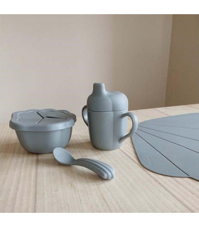 Silicone Dining Set for a baby or a toddler - Light Blue, Konges Slojd