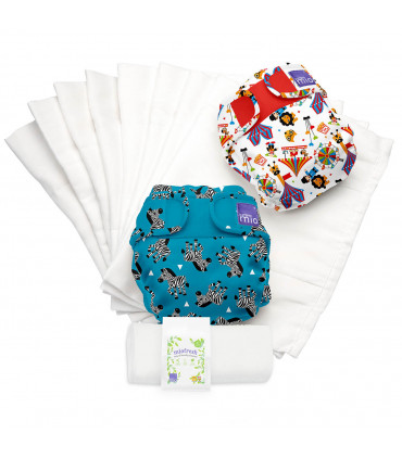 Pack Couches lavables TE2 avec inserts motif carnaval Bambino Mio
