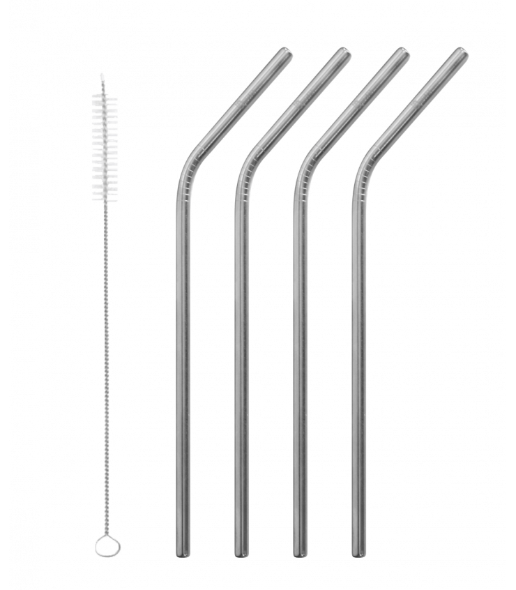 Bent Stainless Steel Straws & Brush | Qwetch buy on Takaterra.com