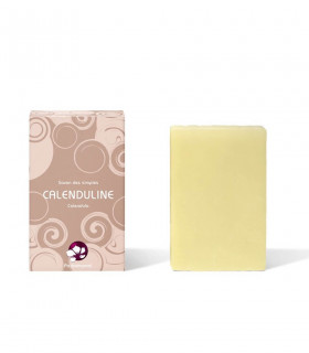 Pachamamai Calenduline yellow bar soap for dry skin with cardboard  package on the side