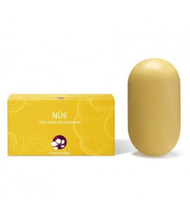 Pachamamai NÜE yellow colored organic bar soap make up remover with cardboard package on the side