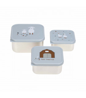 Set of 3 snack boxes, tiny farmer blue, Laessing