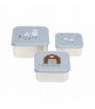 Set of 3 Snack Boxes - Stainless Steel, Tiny Farmer Blue