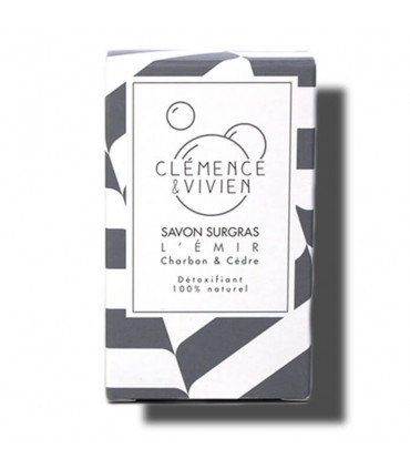 Black colored striped Emir Clemence et Vivien bar soap cardboard package