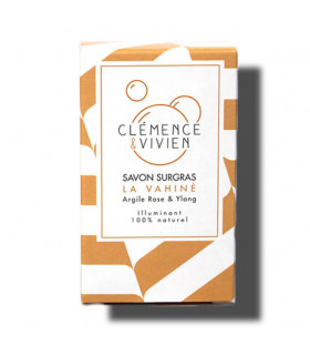 Brown colored striped La Vahine Clemence et Vivien bar soap cardboard package