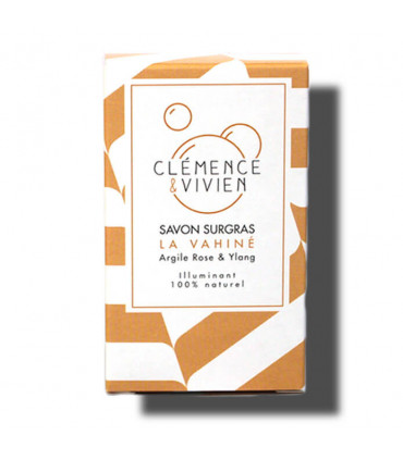 Brown colored striped La Vahine Clemence et Vivien bar soap cardboard package