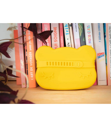We Might Be Tiny yellow silicone  snackie box for kids