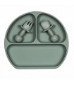 Silicone Suction Plate and Baby Cuterly - Sage