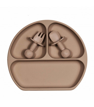 Silicone Suction Plate and Baby Cuterly - Clay