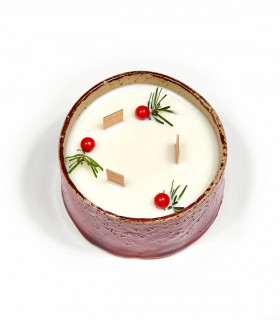 Bougie de Noël, bougie artisanale en pot de céramique, rouge Takaterra