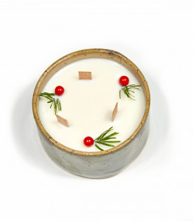 Bougie de Noël, bougie artisanale en pot de céramique, vert Takaterra