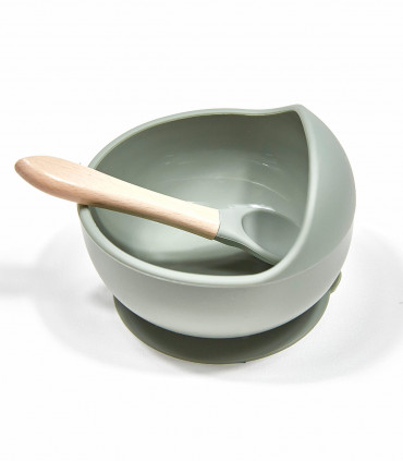 Takaterra, Sage, First Weaning Silicone Bowl and Spoon