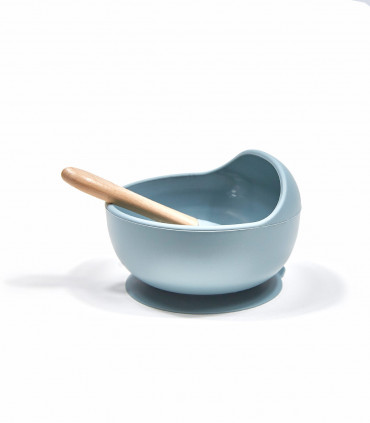 Takaterra, Blue Baby Weaning Silicone Bowl and Spoon