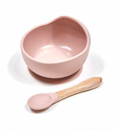 Takaterra, Powder Rose Weaning Bowl and Spoon for a baby