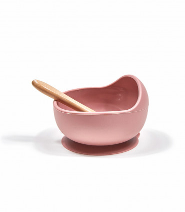 Takaterra, dusty rose baby weaning silicone bowl and spoon