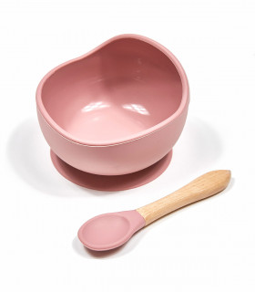Takaterra, dusty rose baby weaning bowl and spoon