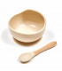 Takaterra, Cream Baby Silicone Weaning Bowl and Wooden Spoon
