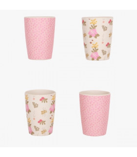 Four Love Mae pink and floral colored pattern tumblers