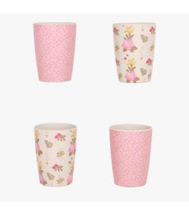 4 Bamboo Tumblers - Floral and Pink | Love Mae on Takaterra.com