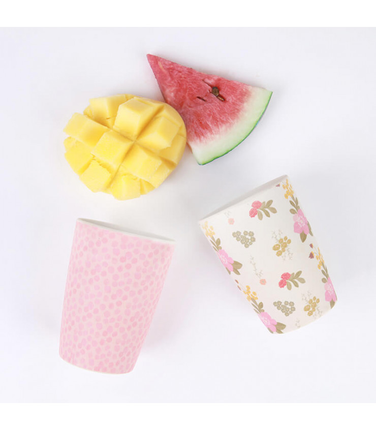 4 Bamboo Tumblers - Floral and Pink | Love Mae on Takaterra.com