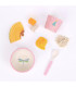 Love Mae vaisselle bébé : gobelet, cuillère et bol en  bambou motif jardin féerique