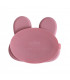 We might be tiny Silicone divided dusty rose bunny kids sticky plate back view