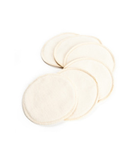 Set of six organic cotton reusable breast feeding pads
