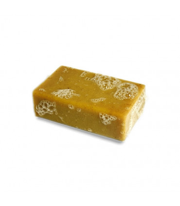 Foamy organic clémence et vivien caramel colored Saint Bernard bar soap 